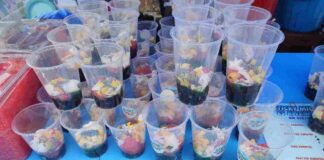Es teller, dengan kombinasi buah-buahan segar, santan manis, dan es serut, kini menjadi minuman yang digemari di Ciamis.