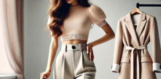 Buatkan gambar Berpakaian untuk Body Mungil dengan model wanita