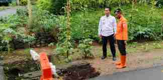 Drainase Tersumbat, Jalan di Cisaga Ciamis Longsor Sepanjang 19 Meter